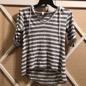 Tillys Full Tilt Hooded black & white striped top